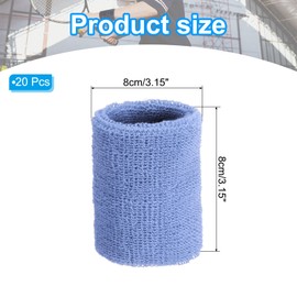 MECCANIXITY Wrist Sweatbands Sports Wrist Bands Sweat for Men & Women Athletic Absorbent for Basketball Football Tennis Soccer Running Working Out Light Blue, Pack of 20