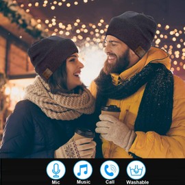 FashionLive Wireless Beanie Hat for Men Women Music Beanie with Headphones Headset Stereo Speakers Microphone Cap Hat Boys Girls Teens Tech Beanie hat