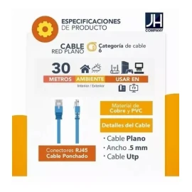 KYX Cable Red Plano Categoria 6 Cat6 Rj45 Utp Ethernet 20 Metros