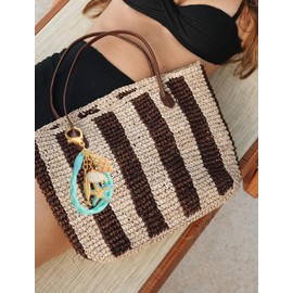 TOVABA Seashell Bag Charms for Women Delicate Gold Fish Keychain Blue Ropes with Starfish Keychain Ocean Style Purse Charms Summer Beach Bag Accessories