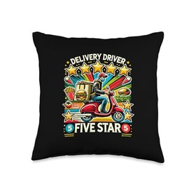 5 Star Review Delivery Driver Rating App Food Deliveries Throw Pillow