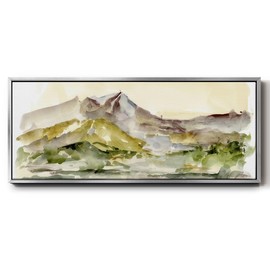 Renditions Gallery Black & White Paintings for Home Plum Ridge Modern Abstract Mountains Framed Canvas for Office - 8"X20" SILVER GAL035