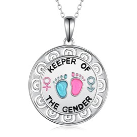 Gender Reveal Gifts Keeper of The Gender Pregnancy 925 Sterling Silver Necklace Pendant Jewelry New Parents Gifts for Couples New Parents Women