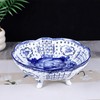 LINYTHER Ceramic Fruit Bowl With Holes, Blue And White Porcelain