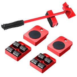 Haokelai Furniture Transport Castors, 5 Pieces, Furniture Lifter with 4 Furniture Rollers and 1 Load Lifter, 360 Degree Rotating Wheels, Load Capacity 150 kg, Furniture Gliders for Heavy Furniture
