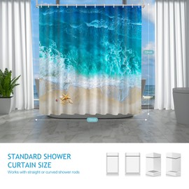 Vimorco Shower Curtain Ocean Beach, Blue Shower Curtains for Bathroom, Waterproof Quick-Dry Polyester Fabric Showers Curtain, Bathroom Curtains Set, Bath Decor, 72''x 72''