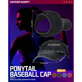 4 Pack Backless Ponytail Caps Baseball Caps Ponytail Top Hats for Women High Messy Bun Baseball Hats Adjustable Sun Visor Ponycaps Curl Cap Natural Curly Hair Afro Puff Ponytail Cap