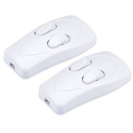 uxcell Inline Cord Switch AC 250V 1A Duplex On-Off Feed-Through Rocker Switch for Bedroom Table Lamp Desk Light, White (Pack of 2)
