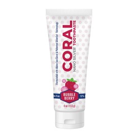 Coral Nano Silver Bubble Berry Kids Toothpaste, Natural Fluoride Free Teeth Whitening Toothpaste, Coral Calcium Nano Silver Infused SLS Free - 4 Ounces