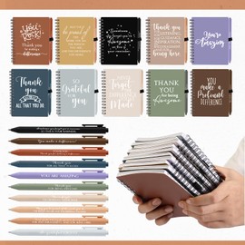 Tellingyou Employee Appreciation Gifts Teacher A6 Kraft Notebook Journals and Motivational Ballpoint Pens to Do List Memo Pads Inspirational Notepads for Coworker(Cute Style,100 Pcs/ 50 Set)