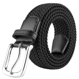 JUKMO Elastic Braided Belt, Stretch Woven Belt in Gift Box (Black, Large)