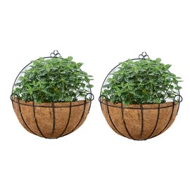 NUPTIO 2 Pcs Fence Hanging Planters 14 inch Metal Wall Planter Hanging Plant Basket Metal Hanging Planter with Coconut Liners for Planters, Wire Large Hanging Planters for Outdoor Plants for Garden