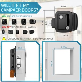 PAULINN RV Door Lock Replacement - Black 100% Metal Paddle Deadbolt Lock, IP67 Waterproof Camper Door Lock with 4 Keys (2 Pack)