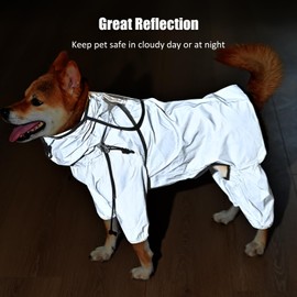 Avont Impermeable para Perro, Ropa de Lluvias de Diseño Reflectante de Moda para Perros Dog Raincoat -XL Gris Espacio