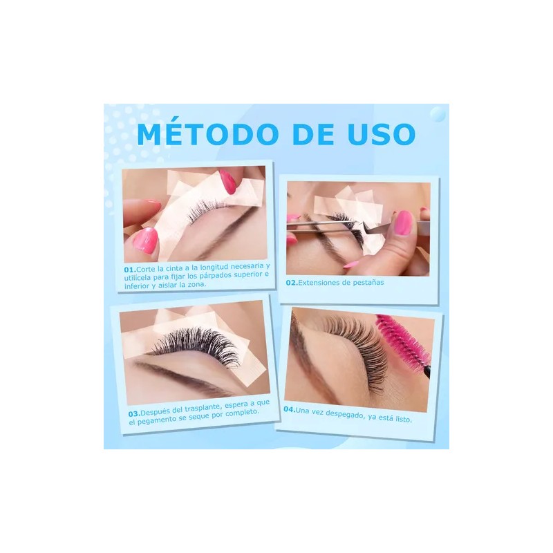 12 Cintas Extension Pestañas Micropore Transpirable Blanco