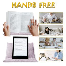 Book Pillow for Reading in Bed, Soft Holder for Lap Reader Accessories Ipads/Tablet Stand for Bedside Kitchen Desk for Hands Free, Portable Travel Pillow Cushion, Mauve Shadows