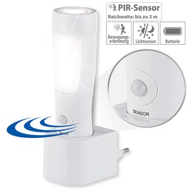 Lunartec Notlampe Stromausfall: 4in1-Nacht- & Hand-Leuchte mit Akku, Dämmerungs- & Bewegungssensor (Lampe die bei Stromausfall angeht, Notlicht Stromausfall, Batterieleuchte mit Bewegungsmelder)