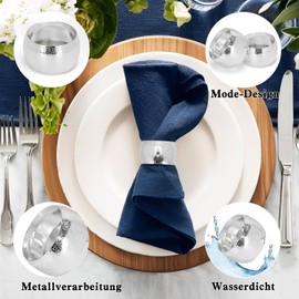 Napkin Rings Silver 12 Pieces Metal Napkin Ring Set, Napkin Rings for Wedding Party Christmas Easter Family Dinner Anniversary Table Decoration