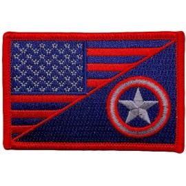 Subdued USA Flag Captain America Shield Patch [3.0 X 2.0 - Iron on Sew on -MC1]