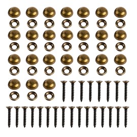24 Sets 15mm Brass Decorative Screws with Caps, 1 Inch Upholstery Tacks Self-Tapping Screws for Mirror Furniture Painting Fixing (Screwdriver Included)