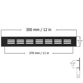 Steinberg14 Aluminum 300x40 mm Vent Grill/Cover - Dark Brown 12x2 inch Air Grate Plinth - Kitchen Worktop Grille - Door Ventilation grille