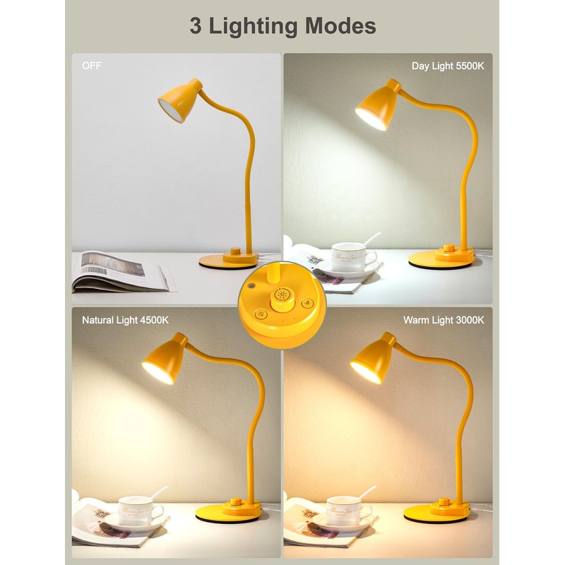 BOHON LED Desk Lamp with USB Charging Port, 3 Color