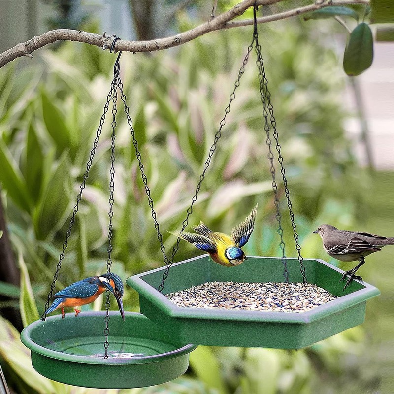 GEEZY Bird Feeder and Bird Bath, 2 in 1 Hanging