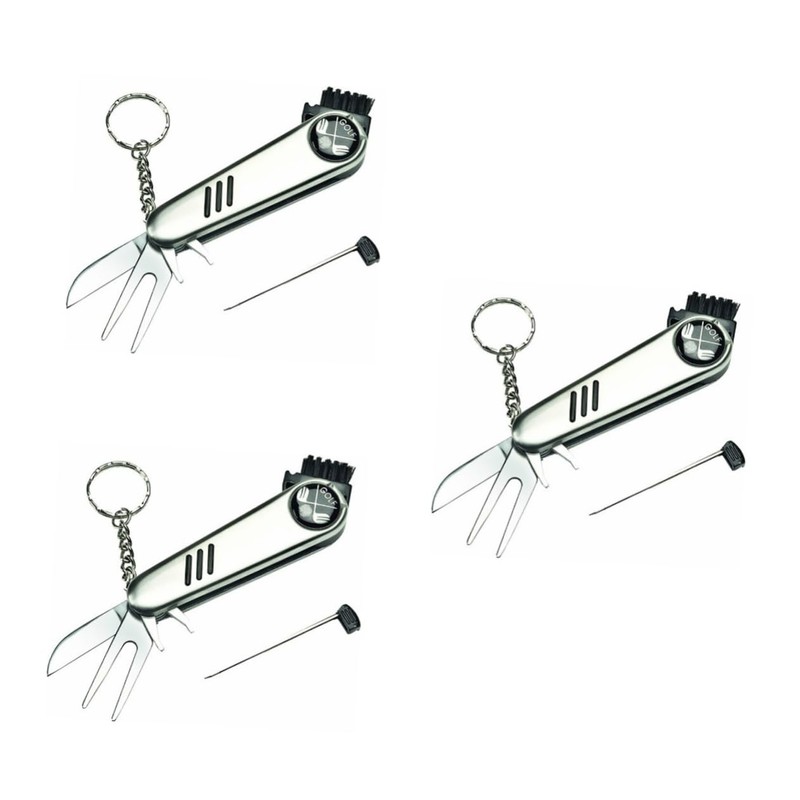 Kisangel 3pcs 6-in-1 Golf Multi Tool Divot Repair Ball Marker