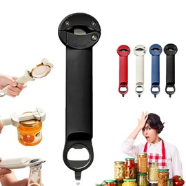 4Colors Seinohome Jar Opener - Adjustable Stainless Steel Can Opener, Multifunctional Retractable Bottle Opener, Labor-Saving Bottle Opener with Stainless Steel Gear (Black)