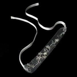 Niam Beautiful White Netted Bridal Ribbon Headband