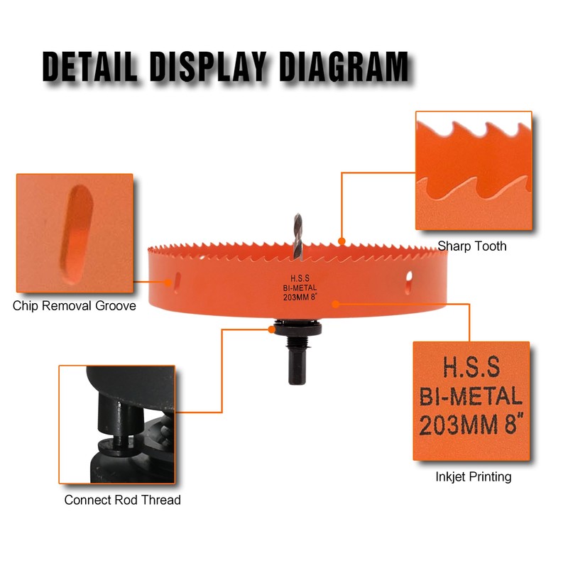 8 inch Hole Saw for Wood, Metal, Plastic & Drywall,