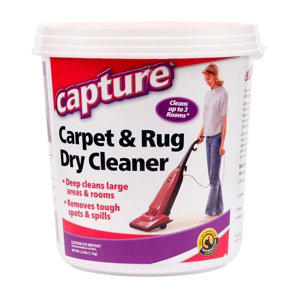 Capture Carpet & Rug Dry Cleaner w/ Resealable lid - Home, Car, Dogs & Cats Pet Carpet Cleaner Solution - Strength Odor Eliminator, Stains Spot Remover, Non Liquid & No Harsh Chemical (2.5 lb)