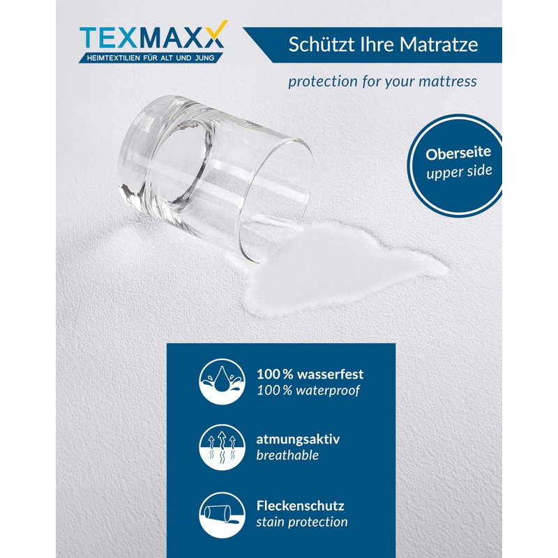 TEXMAXX® Mattress Protector 80 x 200 cm - Breathable/Waterproof Mattress
