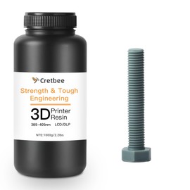Cretbee Tough 3D Printing Resin, Rigid-Tough Engineering Resin, High Precision, Low Shrinkage, Electroplatable, Paintable, Threadable for Prototypes, Jigs & Functional Parts (Cyan-Gray, 1000g)