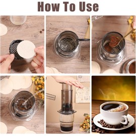 300Pcs Coffee Filters Papers Compatible with Aeropress Filter Papers, 64mm/2.5" Unbleached Round Coffee Filters Paper Filters, Coffee Filter Papers Replacement for Aeropress Filters Espresso Makers