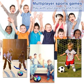 SUNACE Air Power Football Children's Toy - 3-in-1 Hockey Set Children Outdoor with LED Lighting and Foam Bumpers for Indoor Outdoor Games, Football Gifts Boys for Christmas Birthday