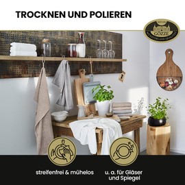 Gözze - Geschirrtuch-Set, 3-teilig, Mikrofaser-Poliertuch, 50 x 70 cm - Aqua