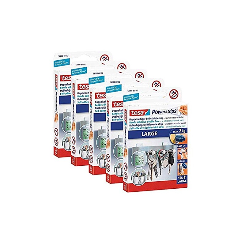 tesa Powerstrips® Large for max. 2kg, pack of 10 strips