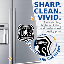 (2 Pack) Bigfoot Forest Service Sasquatch Department Magnets - Big Foot Neanderthal Magnet - 5" On Longest Side - Premium Magnet - for Cars, Refrigerators, Toolboxes, Lockers - Made in USA - MAG0467