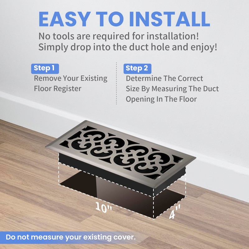 Howeall 4x10 Inches 6 Pack Heavy Duty Walkable Floor Register