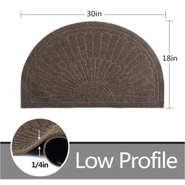 Half Round Door Mat Indoor Entrance Rugs Half Circle Rug Outdoor Half Moon Rug Entryway Rug Indoor Half Round Rug Outdoor Front Door Mats Rubber Welcome Mat Non Slip Rubber Door Mats (Brown)