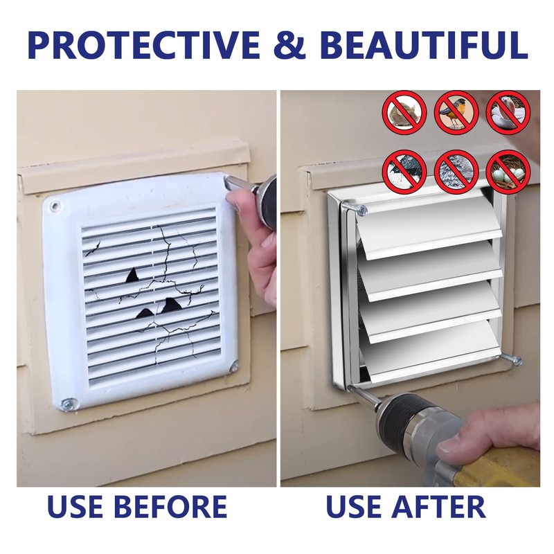 Funmit 6'' Metal Dryer Vent Cover, 7"x7" Outside Dimensions with