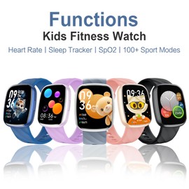 CATGIFF Smartwatch Children, Fitness Tracker 100+ Sports Modes, 1.75 Inch Fitness Watch with Pedometer, Heart Rate Monitor, SpO2 Stress Sleep Monitor, Alarm Clock, Children's Gifts for Boys Girls 5-16