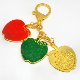 Trinity Of Apples Keychain China Feng Shui Art Ping A Keychain Bag Decorative Pendant Lucky Wealth Prosperity 2023 New Year Christmas Gift, multicoloured