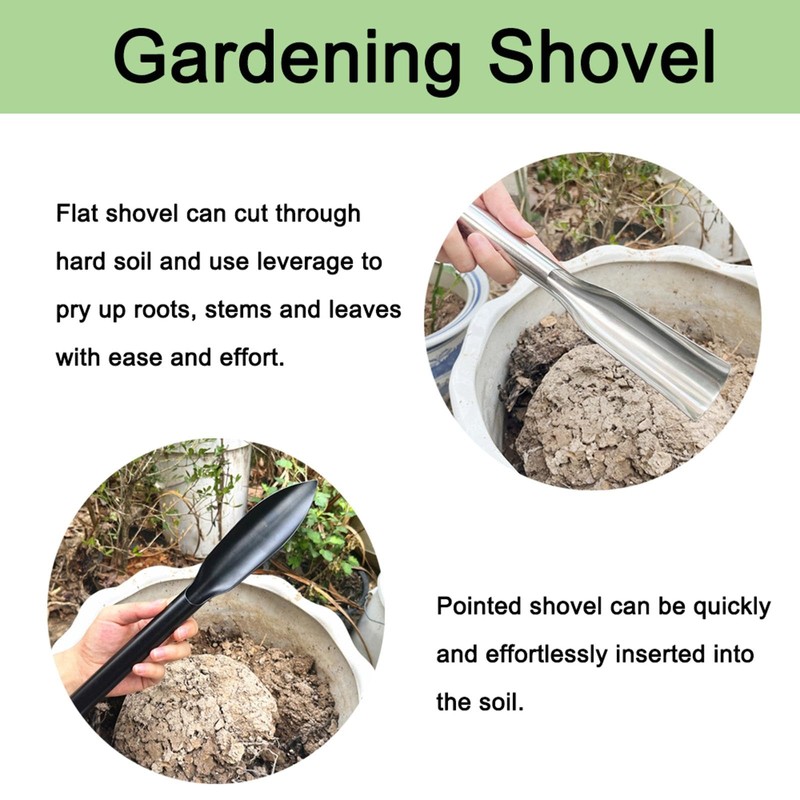 2Pcs Carbon Steel Shovels Set Leaf-Shaped Garden Trowel Weed Removal