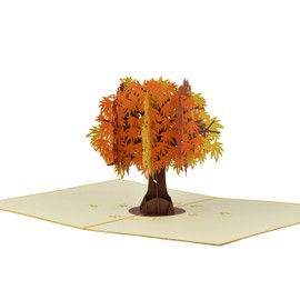 Fall Foliage Canadian Maple Tree Pop Up Greeting Card for Birthday Mothers Day Thanksgiving Party House Warming Graduation All Occasions by Teabug Cards