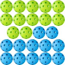 24 Pack Baseball Practice Baseballs Plastic Hollow Airflow Soft Balls for Hitting, Baseball Training Indoor Outdoor Use (Green and Blue)