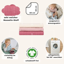 furora BABY Muslin Cloths Baby 80 x 80 cm XL Large (Super Soft Muslin, Organic Cotton, Oeko-Tex 100 + GOTS: Free from Harmful Substances) | Muslin Cloths, Baby Burp Cloths, Muslin Nappies, Girls, Boys