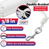 3/8”100Ft Flag pole Rope Kit, Polyester Halyard Flag Rope with