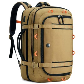 Tolaccea Travel Laptop Backpack, TSA Flight Approved Carry On Travel Duffel Backpack, Dual Laptop Storage for 17.3" and 15.6" Laptop, Large Luggage Backpack 45-50L Expandable for Men Women (Khaki)